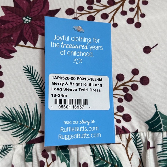 Ruffle Butts | NWT Merry & Bright Knit Long Sleeve Twirl Dress 18-24 Months - Picture 4 of 10